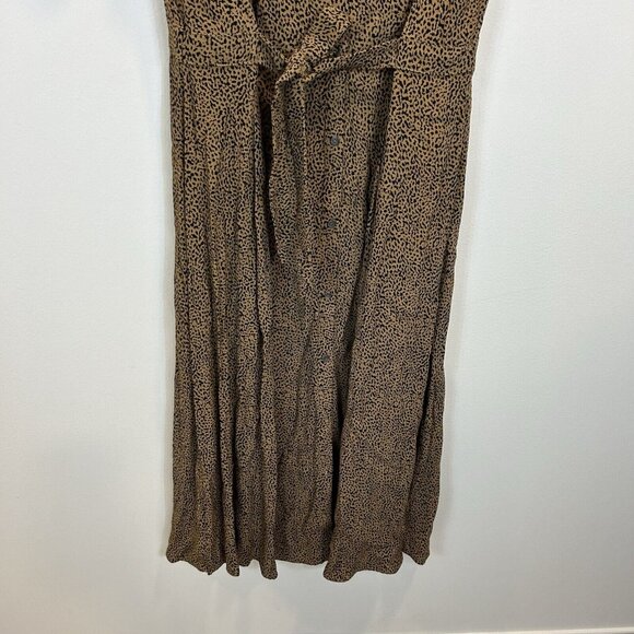 NWT Banana Republic Size 12 Leopard Printed Midi Dress Tie Waist Button Down - Picture 3 of 9